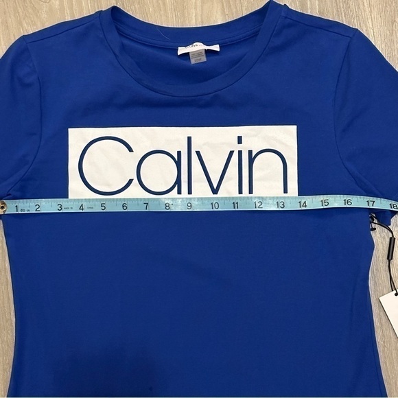CALVIN KLEIN LOGO T-SHIRT DRESS SZ S BLUE - Picture 10 of 11